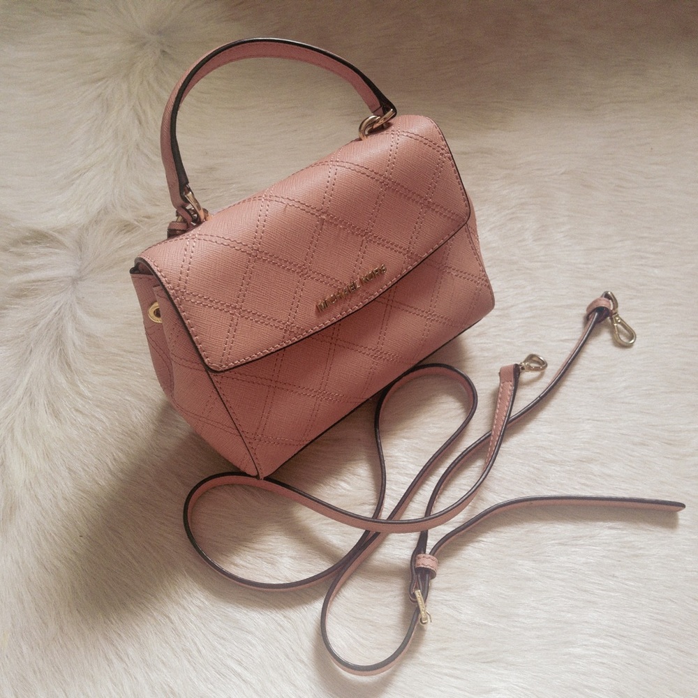 Michael Kors Pale Pink Ava Leather Satchel Bag